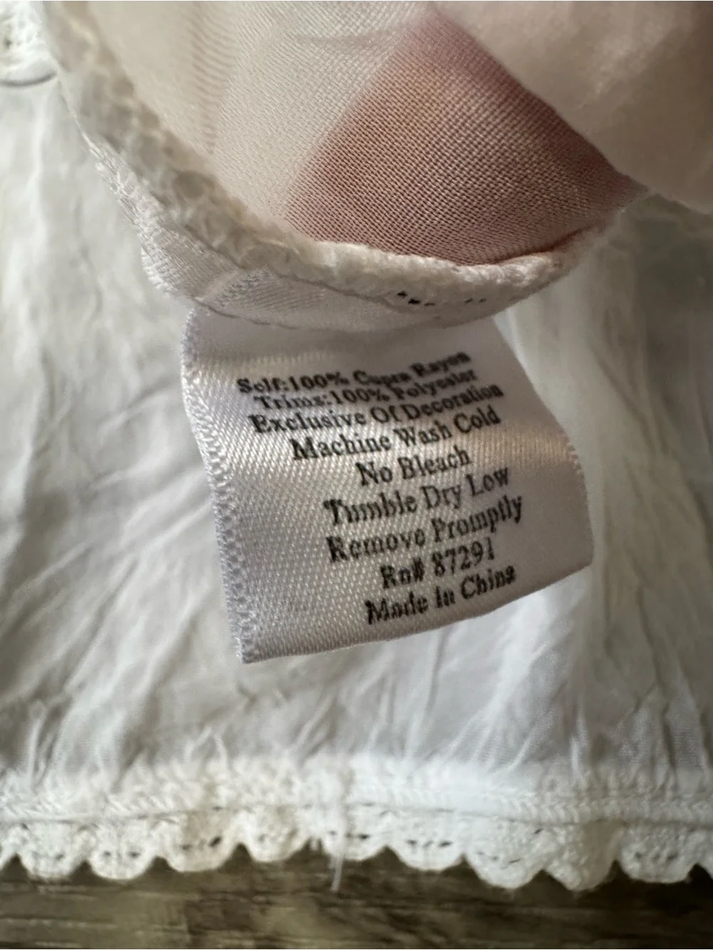 Johnny Was Lace Trim Peasant Blouse in White Delicate Bohemian Size Large - Picture 7 of 8